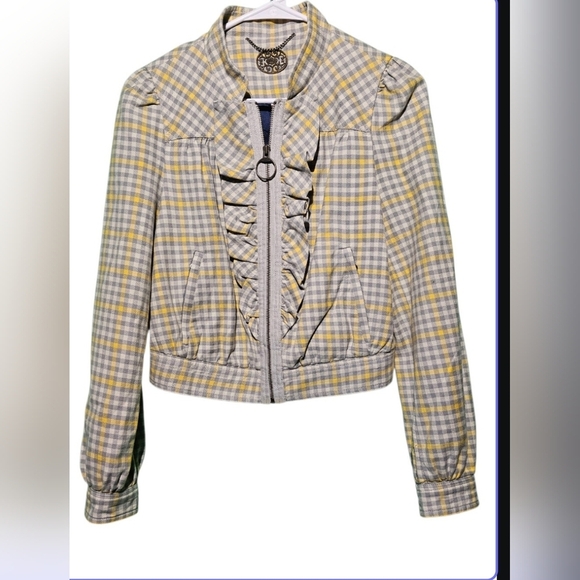 Anthropologie Jackets & Blazers - Anthropologie Indra Plaid Ruffle Women's Jacket Size 2 PTP 19 EUC